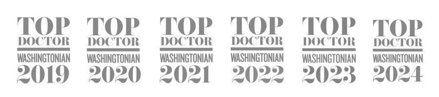 Revive badges (900 × 200 px) Washingtonian Top Doctor 2017, 2019, 2020, 2021, 2022, 2023 and 204